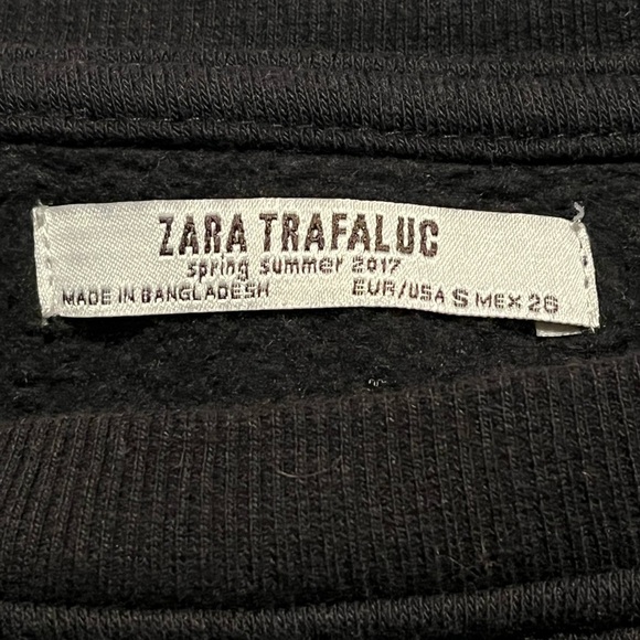 Zara Trafaluc Black Cropped Sweatshirt Sz Small - Picture 4 of 4
